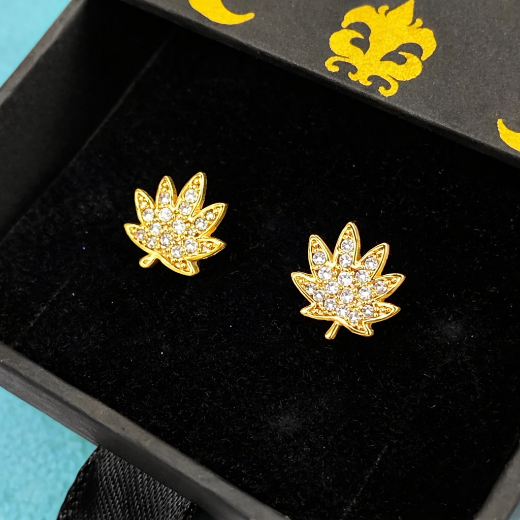 Pendientes Weed Oro